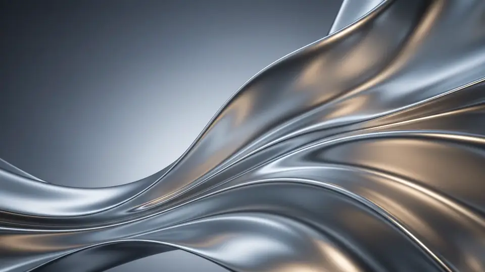 Polished liquid-metal waves flow through soft silver light.