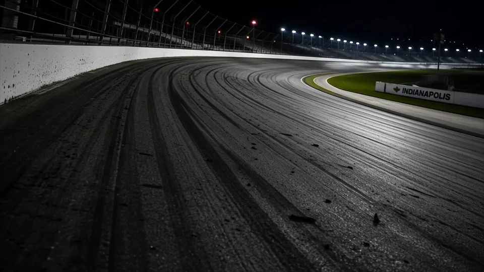 A racing circuit sweeps past in a calm, focused loop.