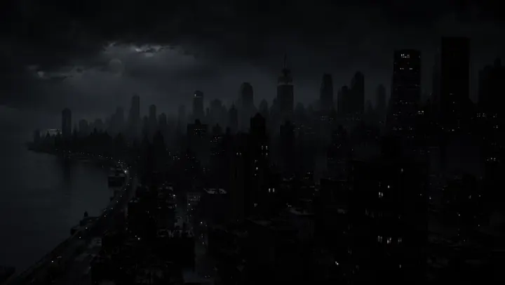 Horizonte de ciudad oscura — Horizonte de ciudad oscura cobra vida como una animación silenciosa para cajas y el escritorio.