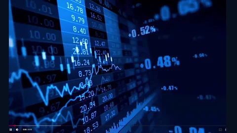 Valores Bursatiles. Graficos en vivo - datos de mercado dinamicos, resplandor verde