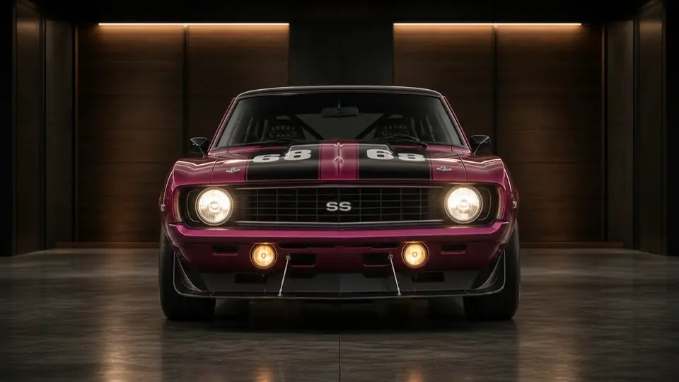 Magenta Muscle Car como fondo de coche animado para organizar visualmente el escritorio de Windows y el espacio de trabajo