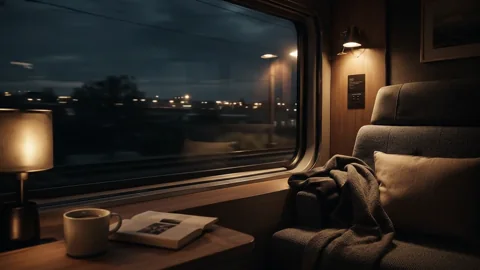 Lectura en el tren nocturno. Una animación tranquila y sin sonido: Lectura en el tren nocturno.